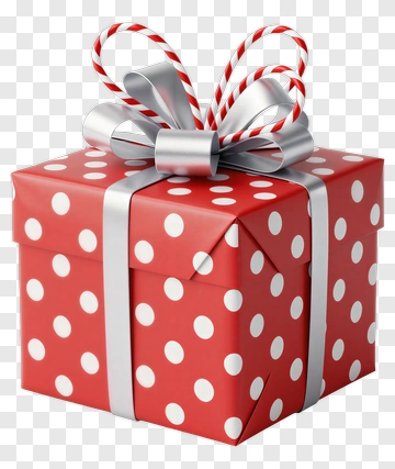 Red Polka Dot Gift Box With Ribbon PNG