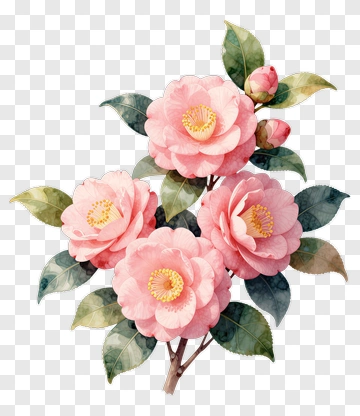 Pink Camellia Flower Bouquet PNG