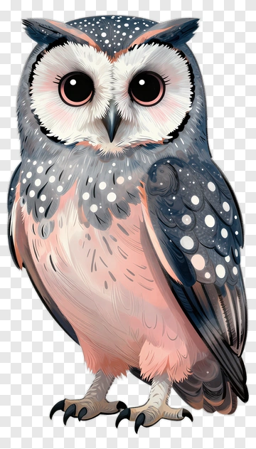 Cartoon Owl With Detailed Feathers PNG