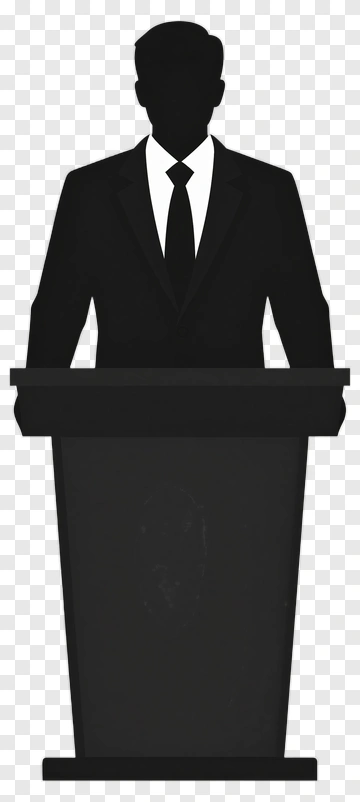 Silhouette Of A Man At A Podium PNG