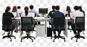 Business Team Working At Desks With Computers PNG