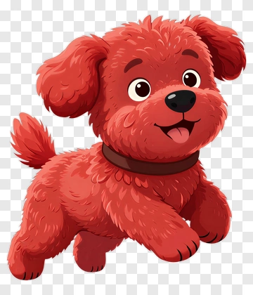 Cartoon Red Puppy Playing PNG
