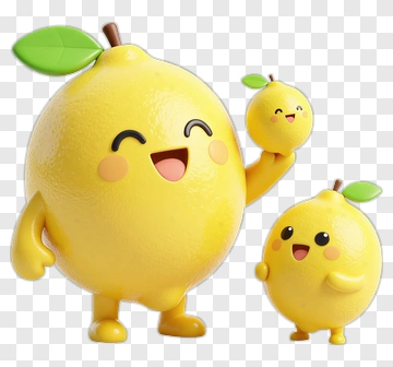 Cartoon Lemon Characters Smiling Together PNG