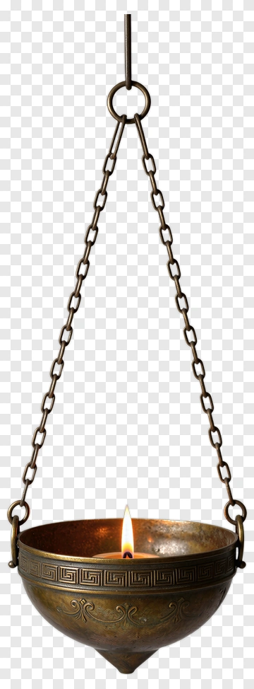 Hanging Oil Lamp With Flame PNG