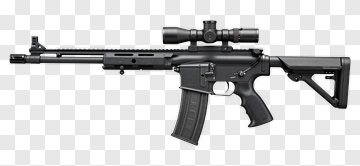Black Assault Rifle With Scope PNG