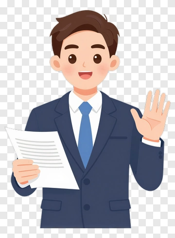 Cartoon Businessman Holding A Document PNG