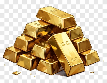 Gold Bars Stacked Together PNG