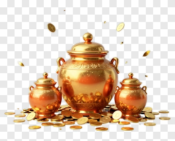 Gold Treasure Pots With Coins PNG
