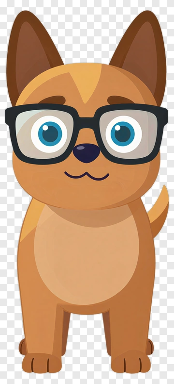 Cartoon Dog Wearing Glasses PNG