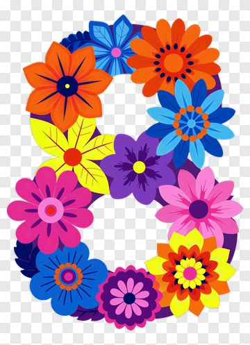 Colorful Floral Number 8 PNG