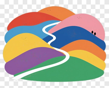 Colorful Abstract Landscape With Winding Road PNG