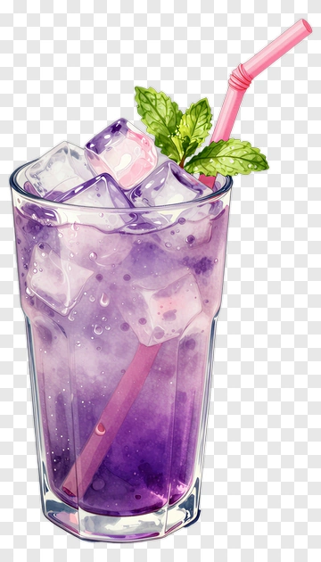 Purple Drink With Ice And Mint PNG