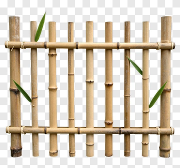 Bamboo Fence With Green Leaves PNG