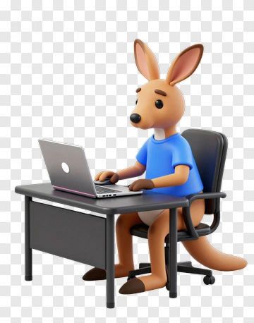 3D Kangaroo Working On A Laptop PNG