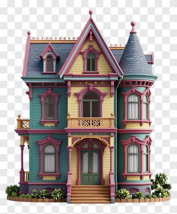 Colorful Victorian House PNG
