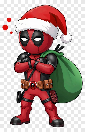 Cartoon Deadpool Wearing A Santa Hat PNG