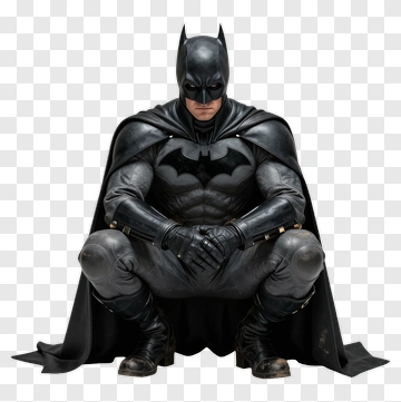 Batman Sitting In A Crouched Position PNG