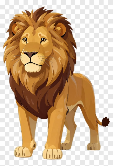 Cartoon Lion Standing Proudly PNG