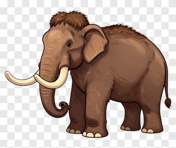 Cartoon Mammoth With Curved Tusks PNG
