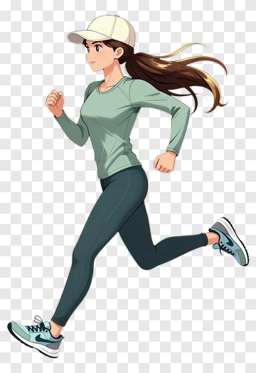 Cartoon Woman Running PNG