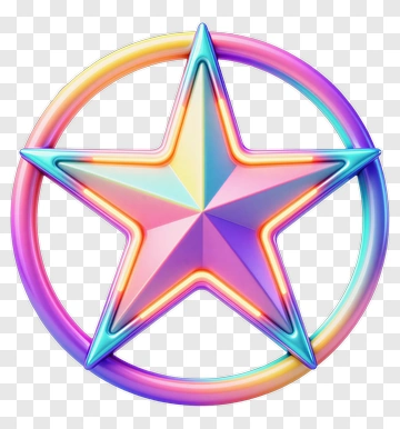 Colorful Star Inside A Circular Frame PNG
