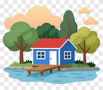 Colorful House By The Lake PNG