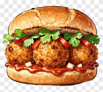 Delicious Meatball Sandwich With Fresh Ingredients PNG