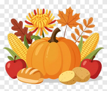 Autumn Harvest Pumpkin With Apples And Corn PNG