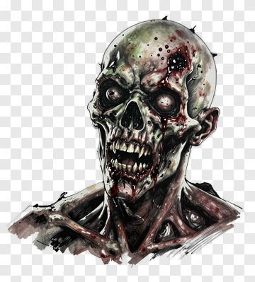 Zombie Head Illustration PNG