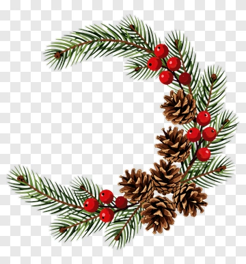 Pine Cone And Berry Wreath PNG