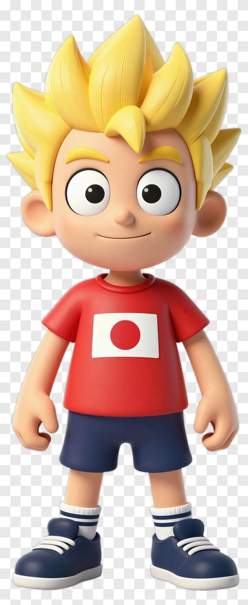 Cartoon Boy With Spiky Hair Wearing A Red Shirt PNG