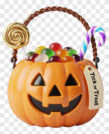 Halloween Candy Bucket Filled With Treats PNG