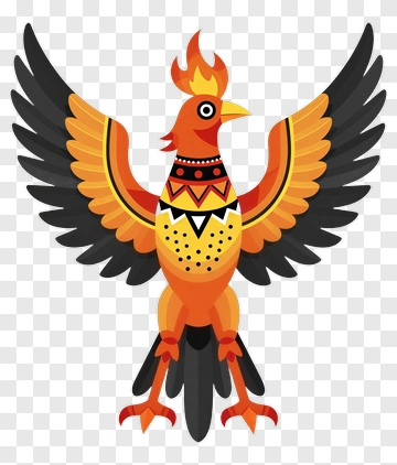 Colorful Mythical Bird With Flames PNG