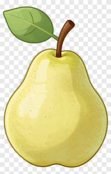 Cartoon Pear With Leaf PNG