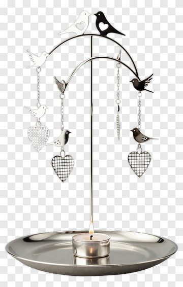 Decorative Candle Holder With Hanging Birds PNG