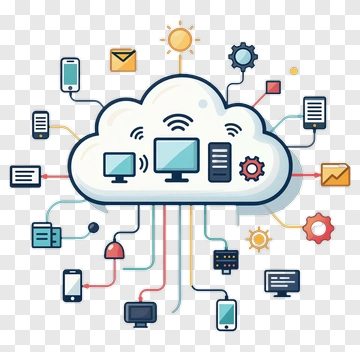 Cloud Computing Concept With Connected Devices PNG