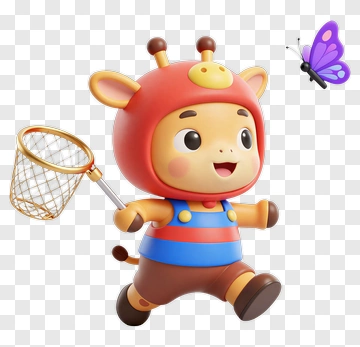 Cartoon Child Catching A Butterfly PNG