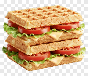 Waffle Sandwich With Lettuce And Tomato PNG