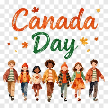 Children Celebrating Canada Day PNG