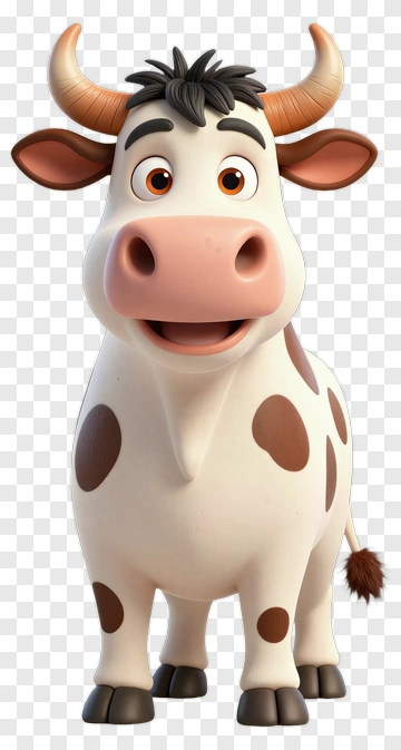 Cartoon Cow Smiling Happily PNG