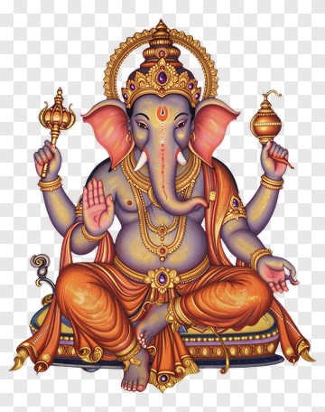 Colorful Lord Ganesha Sitting On A Pedestal PNG