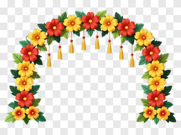 Floral Arch With Red And Yellow Flowers PNG