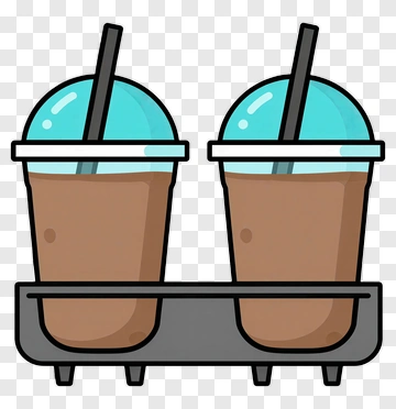 Cartoon Beverage Cups In A Holder PNG