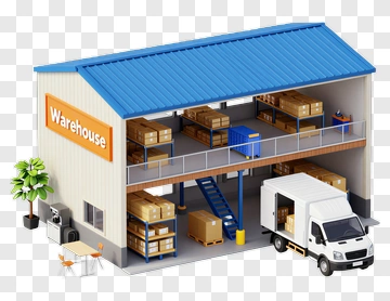 Warehouse With Delivery Truck PNG