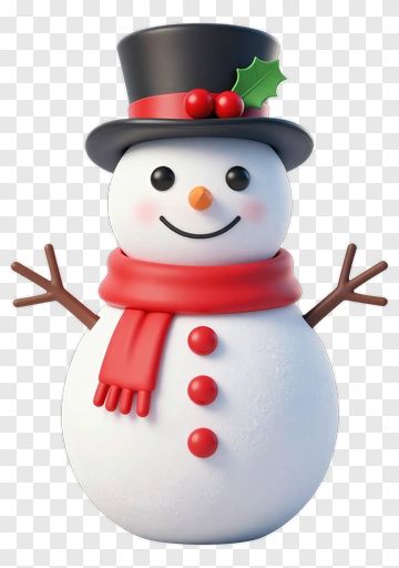 Cartoon Snowman With A Hat And Scarf PNG