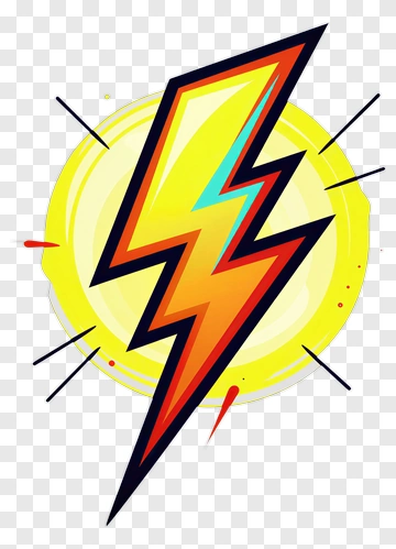 Colorful Lightning Bolt On Yellow Background PNG