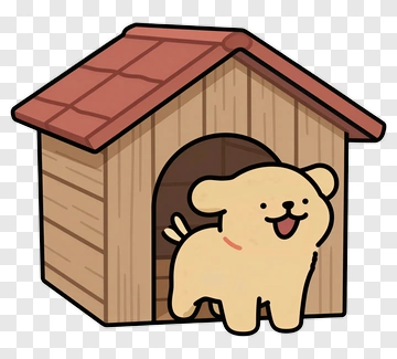 Cartoon Dog House With Happy Puppy PNG