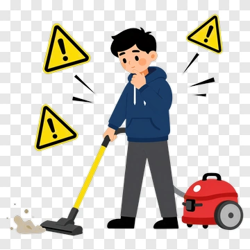 Cartoon Boy Cleaning With A Vacuum Cleaner PNG