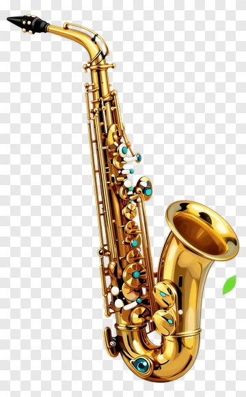 Golden Saxophone With Decorative Details PNG