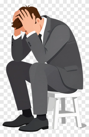 Sad Businessman Sitting On A Stool PNG